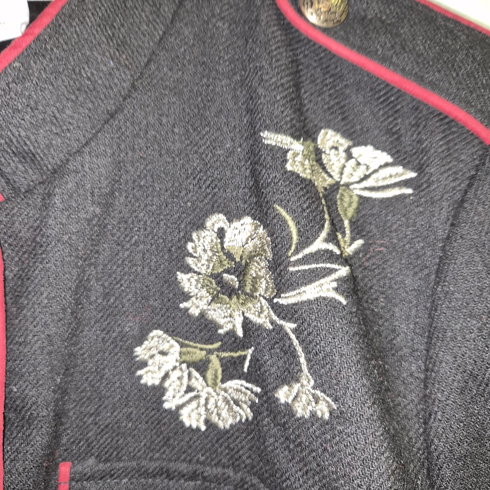 Embroidered Black Military Jacket - Picture 2 of 6